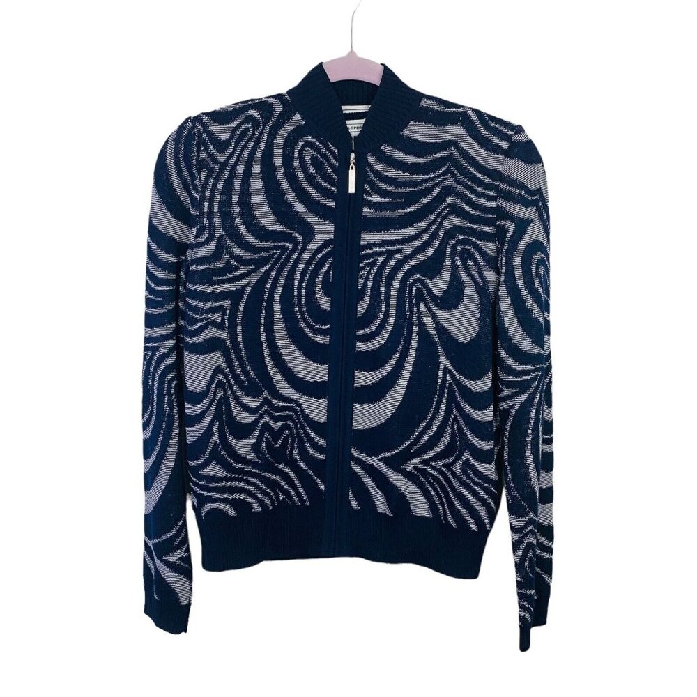 ST JOHN SPORT Navy Knit Zip Front Jacket  and tank top Size P EUC 2 piec…